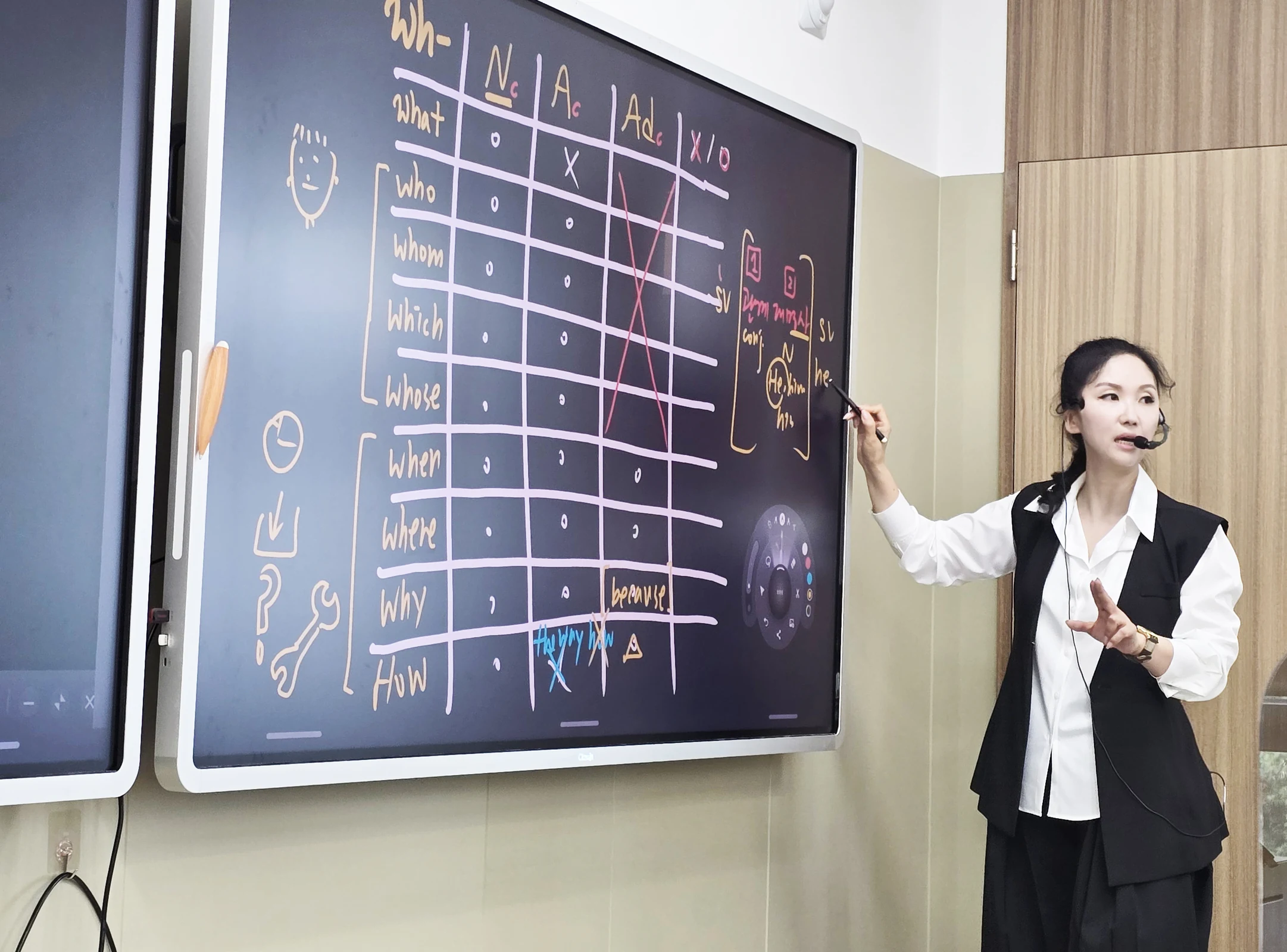 DIAGRAM 수업에서 영어 문장 구조를 시각적으로 설명하는 모습