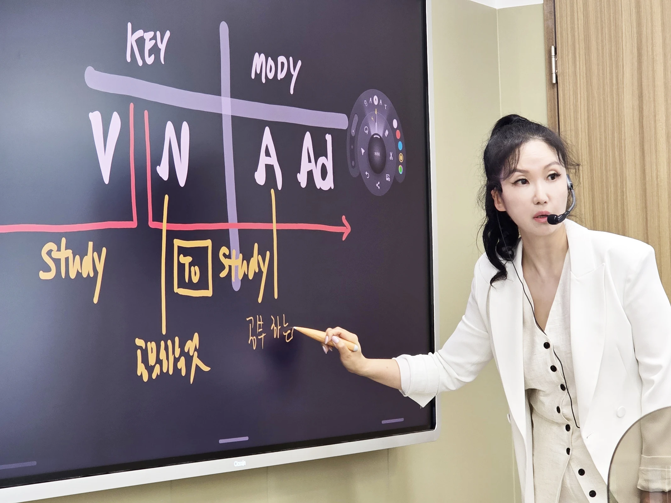 Sheila가 DIAGRAM 교수법으로 영어 구조를 설명하는 모습